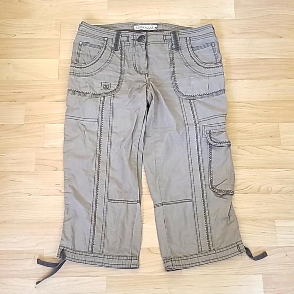 C&A Clockhouse Women Short Shorts Bermuda Summer Cargo Khaki Size 28